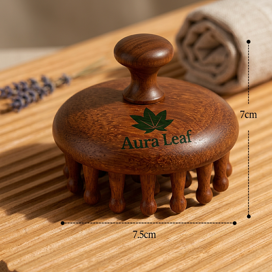 Natural Sandalwood Hand-Carved Meridian Massage Comb | Wooden Scalp Brush for Hair Care