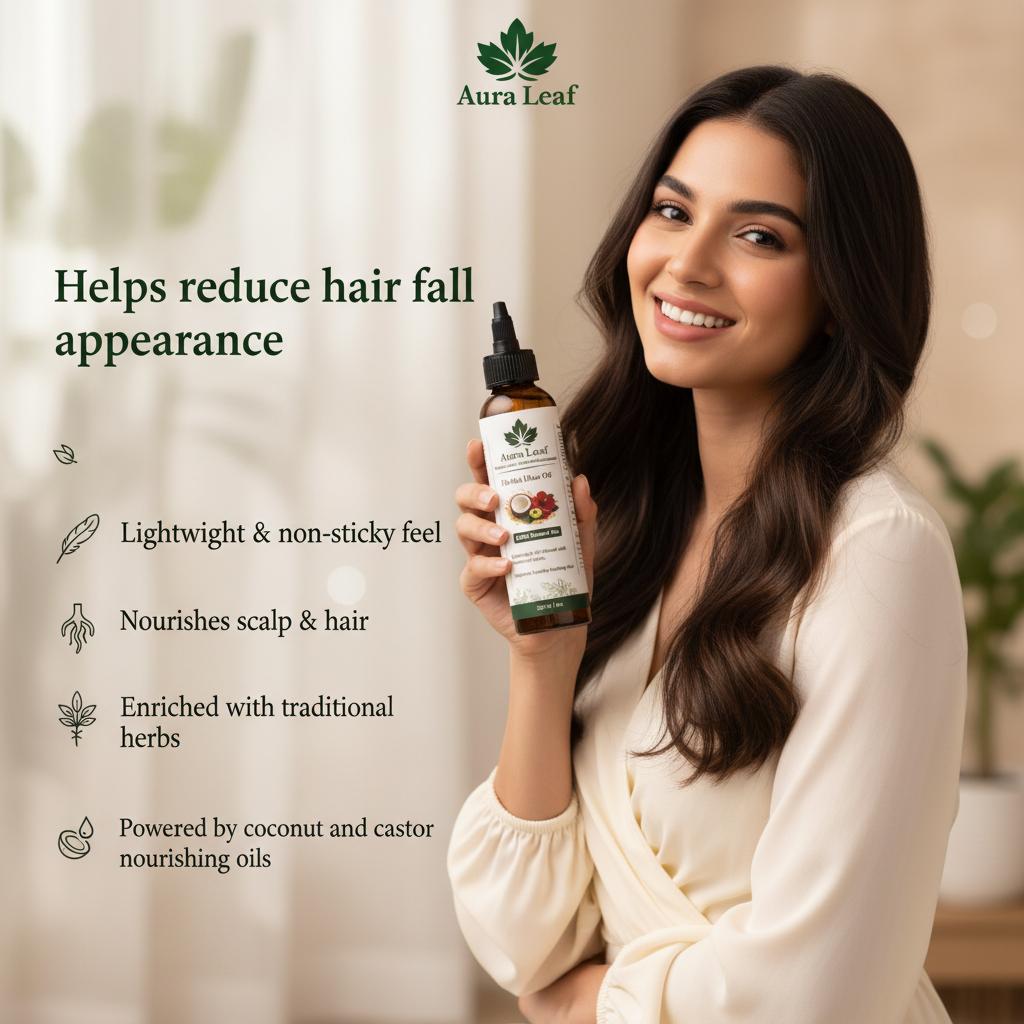Aura Leaf Herbal Hair Oil – For Strong, Shiny & Healthy Hair (120 ml)