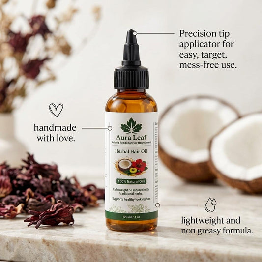 Aura Leaf Herbal Hair Oil – For Strong, Shiny & Healthy Hair (120 ml)
