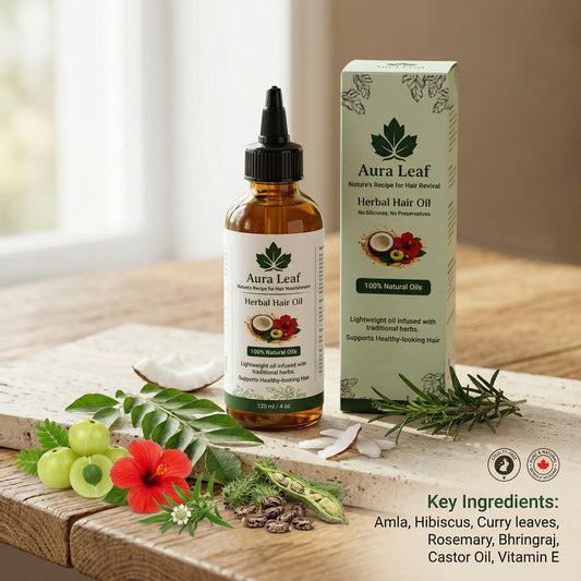 Aura Leaf Herbal Hair Oil – For Strong, Shiny & Healthy Hair (120 ml)